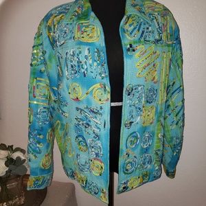 ANAGE Turquoise Evening Jacket Size XL